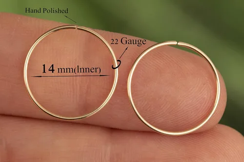 Miniatura 72 de Aretes de aro de oro de plata – Aretes de aro para mujer, dos piezas de aros de plata fina rellenos de oro, aro de hélice, anillo de tragus, aro