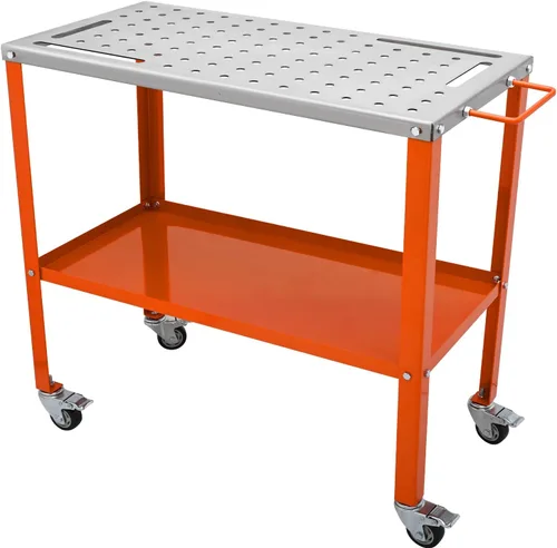 VEVOR Mesa de soldadura de 36 x 18 pulgadas, capacidad de carga de 1200 libras, mesa de trabajo de soldadura de acero con ruedas, banco de trabajo
