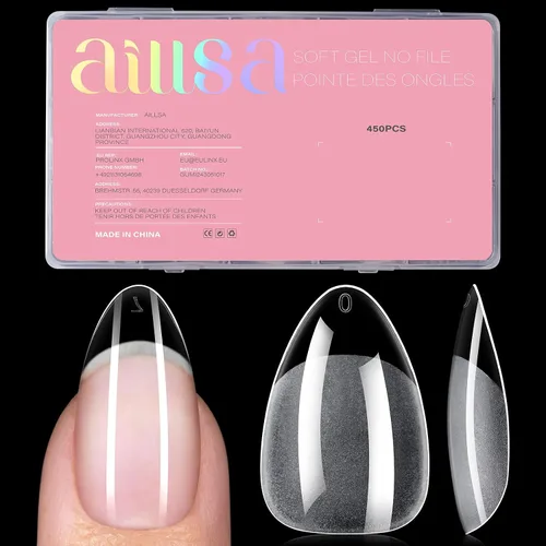 Miniatura 19 de AILLSA Puntas de uñas cuadradas extra cortas – 240 puntas de uñas postizas prelimadas gruesas puntas de uñas medio mate, uñas postizas para regalo