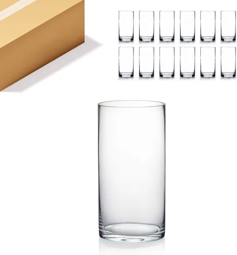 WGV - Jarrón cilíndrico a granel, diámetro de 5 pulgadas, altura de 10 pulgadas, contenedor floral de vidrio transparente, portavelas flotante para