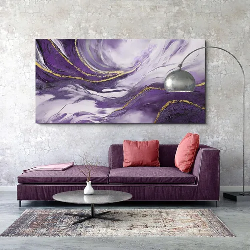 Miniatura 6 de yiijeah Arte de pared grande para sala de estar, lienzo para sala de estar, lienzo abstracto morado y dorado, decoración de pared de marco moderno