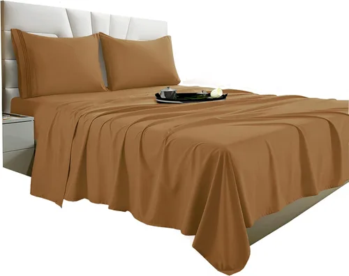 Miniatura 11 de Vacco Juego de sábanas tamaño Queen, sábanas y fundas de almohada de 4 piezas para hotel de lujo de la serie 1800, sábanas ultrasuaves