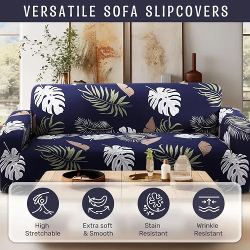 Miniatura 3 de Dephora - Funda súper elástica para sofá, antideslizante, de elastano, suave, estampado, protector de muebles lavable con 2 fundas de almohada