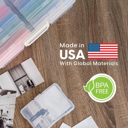 Miniatura 2 de IRIS USA 4 x 6 pulgadas, fabricado en Estados Unidos, paquete de 2 organizadores de fotos y caja de almacenamiento de imágenes con asa, 12 fundas