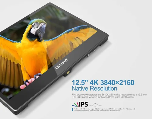 Miniatura 6 de LILLIPUT A12 Monitor de difusión 4K de 12.5 pulgadas 3840 × 2160 pantalla UHD, entrada y salida 3G-SDI, soporte multiseñal 4×HDMI, vista cuádruple