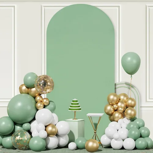 Miniatura 14 de SoarDream Cubierta de telón de fondo de arco de elastano beige ajustada 5 pies, cubierta de arco de boda globo con parte superior redonda, tela