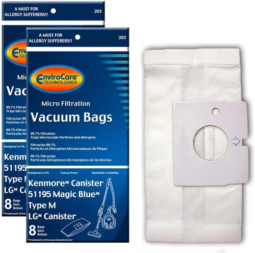 EnviroCare Bolsas de repuesto para aspiradora de microfiltración diseñadas para adaptarse a recipientes Kenmore tipo M 51195 Magic Blue 16 unidades
