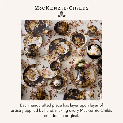 Miniatura 6 de MACKENZIE-CHILDS Bote de Esmalte, Contenedor de Almacenamiento de Cocina con Tapa, Grande, Wild Rose Brown