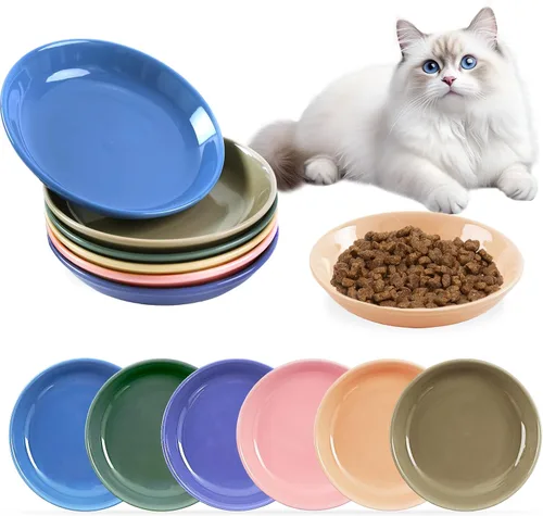 Miniatura 12 de Paquete de 6 cuencos de comida para gatos, cuencos de cerámica para gatos, juego de cuencos anti-fatiga de bigotes para gatos, platos para gatitos