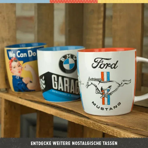 Miniatura 5 de Nostalgic-Art Taza de café retro, 11.2 oz, producto oficial (OLP), BMW – Garaje – Idea de regalo para los fanáticos de los accesorios de coche, taza