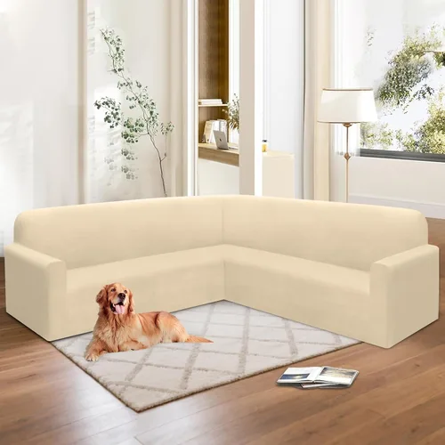 Miniatura 104 de HDCAXKJ Fundas de sofá seccional de esquina de terciopelo elástico en forma de L, juego de fundas deslizantes suaves y gruesas en forma de U