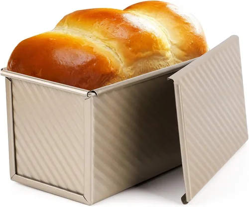Miniatura 19 de Beasea Juego de 2 moldes para pan rectangulares de 12 x 4 pulgadas, moldes antiadherentes de acero al carbono, molde para tostadas doradas, moldes