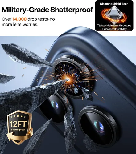 Miniatura 3 de TORRAS 3 años de durabilidad definitiva para iPhone 17 Pro Max/17 Pro protector de lente de cámara - Ajuste invisible 1:1 y claridad ultra, vidrio