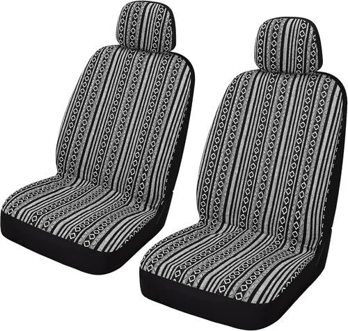 Miniatura 5 de VarCozy Manta de sillín Baja Fundas de asiento delanteras para sedán, SUV, camioneta, Funda de asiento tejida universal de rayas coloridas