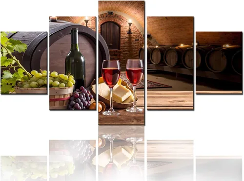 Miniatura 36 de TUMOVO - 5 cuadros de vino tinto con impresión de alta definición sobre lienzo.