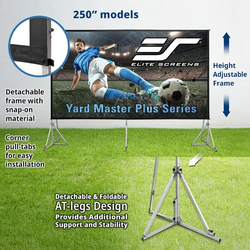 Miniatura 6 de Elite Screens Yard Master Plus, pantalla de proyector portátil ajustable con ajuste de altura 16:9 de 250 pulgadas, proyección frontal de cine 4K HD