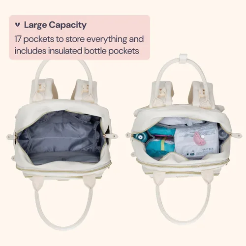 Miniatura 76 de BabbleRoo - Mochila para pañales - Bolso de viaje con artículos esenciales para bebés - Mochila multifunción resistente al agua, bolso de viaje