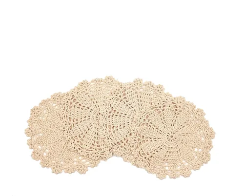 Miniatura 2 de Phantomon Juego de 4 manteles individuales de algodón hechos a mano de 7 pulgadas (beige)