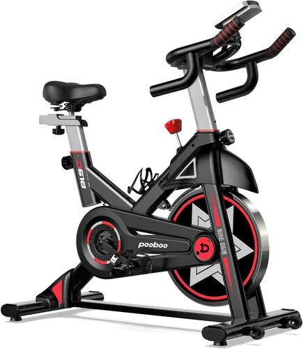 Miniatura 8 de pooboo - Bicicleta de ejercicio, bicicleta fija para gimnasio en casa, bicicleta de ciclismo de interior con cómodo cojín de asiento y soporte