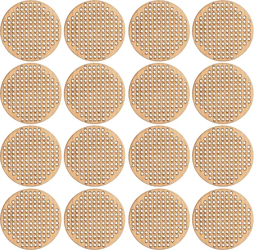 Amosfun Etiquetas circulares de punto de cruz de madera de 1.96 pulgadas, redondas, para manualidades, pintura de bordado, accesorios de decoración