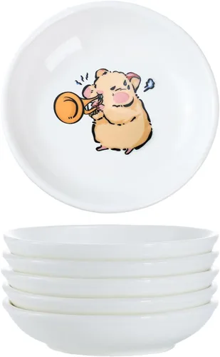 Miniatura 2 de SOCOSY Platos de cerámica súper lindos con animales de dibujos animados, platos de condimentos, pequeños tazones para alimentación de gatos, perros
