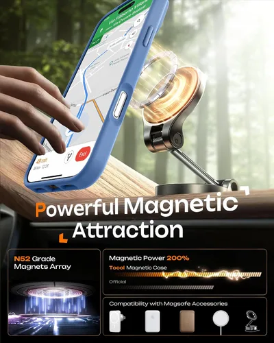 Miniatura 191 de TOCOL Funda para iPhone 11, compatible con Magsafe, protección completa de cámara, imanes integrados, protección contra caídas, funda translúcida