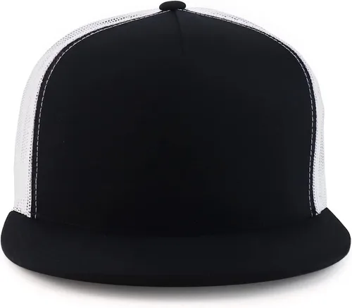 Miniatura 2 de Trendy Apparel Shop Flexfit - Gorra de malla con cierre de cremallera a presión de 5 paneles en blanco