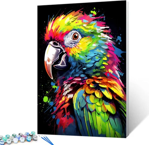 Miniatura 9 de Tucocoo Kits de pintura de búho de graffiti por números con pinceles y pigmento acrílico sobre lienzo para adultos, imagen de estilo colorido