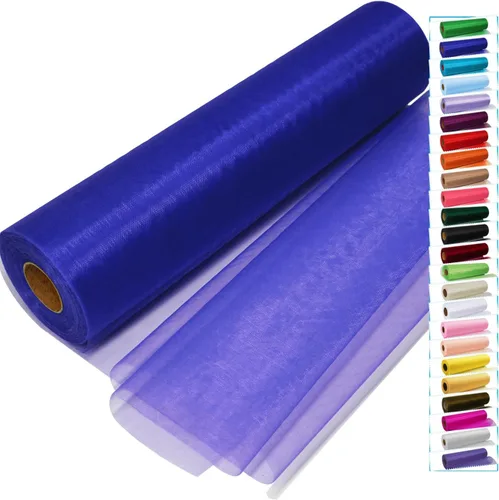 Miniatura 10 de Rollos de tela de tul negro con cristales y organza 12 pulgadas por 150 pies (45,72 m), tela transparente para manualidades, lazos de tutú