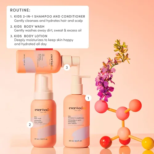 Miniatura 8 de Evereden Mini Kids Shampoo and Conditioner 2 en 1: Melocotón fresco, 1.7 fl oz. Vegano y cuidado suave para niños Champú y acondicionador