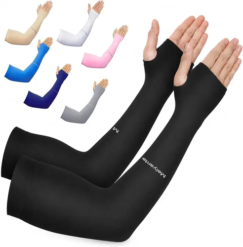 Miniatura 17 de Mangas de brazo para hombres y mujeres de trabajo, 1 par de protección solar UV UPF manga larga tatuaje cubre mangas para cubrir las mangas
