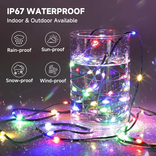 Miniatura 3 de Mlambert - Luces de Navidad de 1050 LED, 344 pies, luces de hadas impermeables para exteriores con control remoto, 8 modos, iluminación