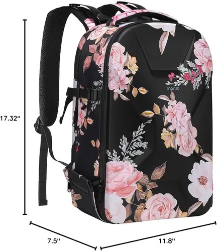 Miniatura 9 de MOSISO Mochila para cámara, bolsa para cámara DSLR/SLR/sin espejo de fotografía Peonía, funda rígida impermeable con soporte para trípode