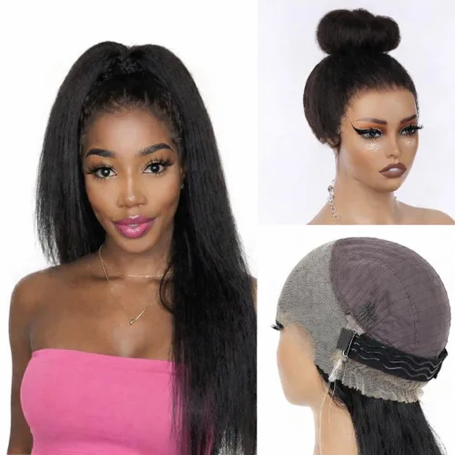 Miniatura 22 de Bling Hair - Pelucas de cabello humano lacio sin pegamento de 13 x 6 para mujer, peluca con cordón mejorada, densidad del 180%, peluca frontal