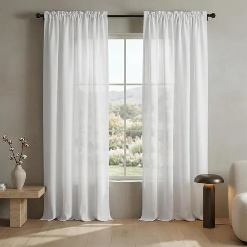 Miniatura 24 de Mrs.Naturall - Cortinas transparentes con bolsillo para barra de 36x63 pulgadas de lino mezclado negro