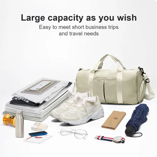 Miniatura 4 de ZGWJ Bolsa de viaje con relleno de hombro, impermeable, para mujeres y hombres, para natación, deportes, viajes, gimnasio, bolsa plegable