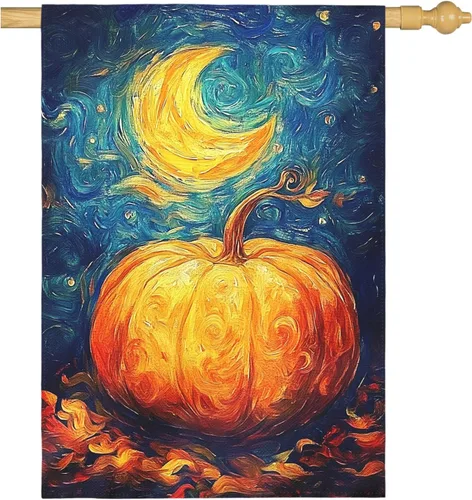 Miniatura 9 de Fall Garden Flags Thanksgiving Sunflower Pumpkin Printing House Flag Welcome Autumn Maple Leaves Yard Flags for Outside Mason Jar Pattern Floral