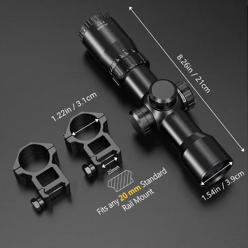 Miniatura 6 de CVLIFE Ballesta de 1.5-5x32, retícula balística de vidrio grabado de 20-100 yardas, ballesta iluminada roja y verde para caza con anillos de alcance
