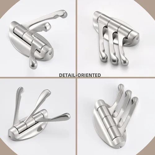 Miniatura 8 de Angle Simple Gancho para toallas de baño, gancho giratorio plegable de metal, colgador de bata para pared, níquel cepillado