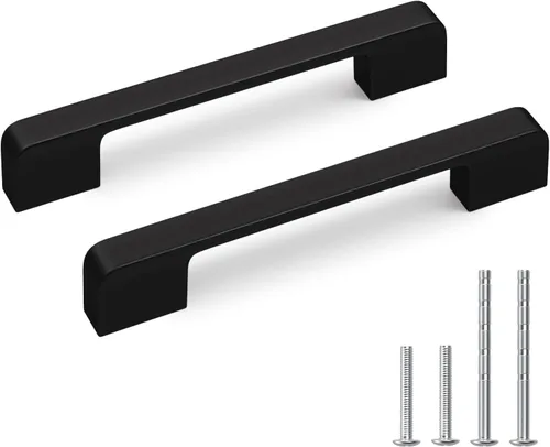 Miniatura 11 de Paquete de 5 tiradores para gabinete de 3–3/4 pulgadas, color negro mate, manijas negras para cajones, manijas para alacena de cocina, herrajes