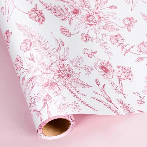 Miniatura 9 de Yarcony Papel de regalo reversible de boda, papel de regalo con temática de corazón, estampado creativo de amor y lazo, envoltura de regalo