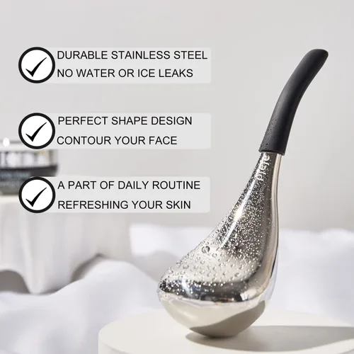 Miniatura 2 de pfefe Globos de Hielo Herramientas para el Cuidado de la Piel Facial para Mujeres Cara y Ojos, Palitos Criogénicos de Belleza Facial de Acero Negro
