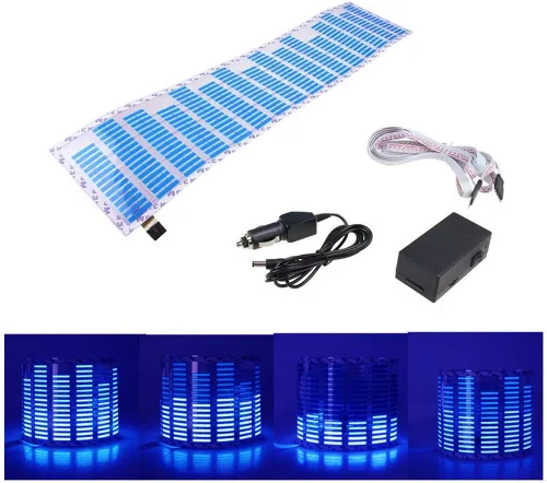 Miniatura 10 de Tira de LED para auto con diseño de ecualizador, pegatina de 90 x 25 cm, diseño musical, brillante, activado con la música, se ilumina al ritmo