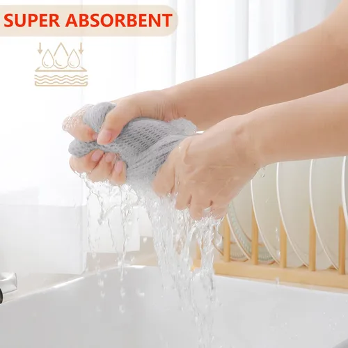 Miniatura 3 de Homaxy Trapo de cocina de 100% algodón, tejido de punto gofre, ultrasuaves, absorbentes, de secado rápido, para limpiar, 13 x 28 pulgadas, paquete