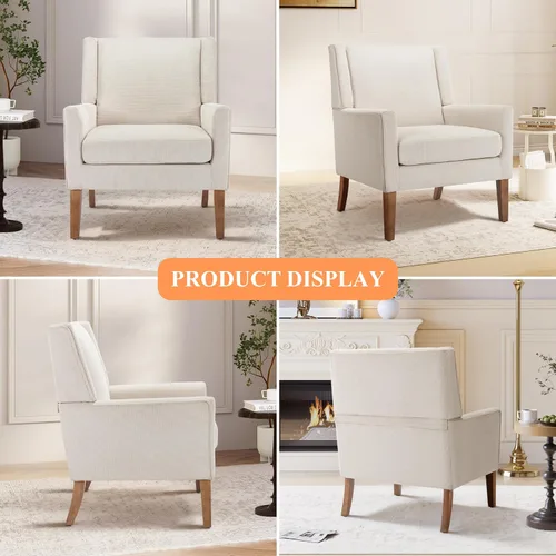 Miniatura 8 de Sillas de acento para sala de estar, sillas de sala de estar de madera y tela de mediados de siglo, sillón con brazos, sillas auxiliares para sala