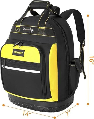 Miniatura 6 de Mochila de herramientas, bolsa de herramientas de trabajo con bolsillos multiusos, mochila de herramientas para reparador, electricista, manitas