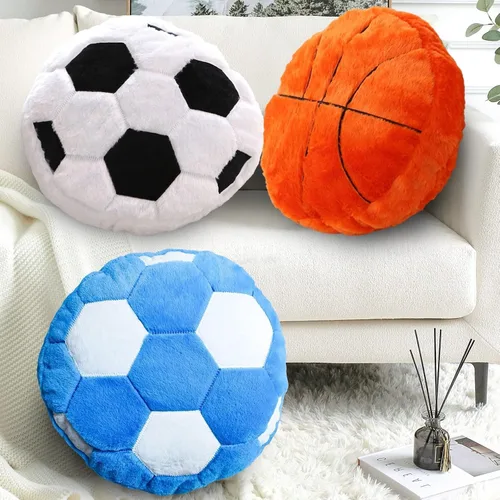 Miniatura 5 de Almohada de fútbol azul esponjosa para decoración de dormitorio, suave temática deportiva, decoración de habitación, perfecta para decoración