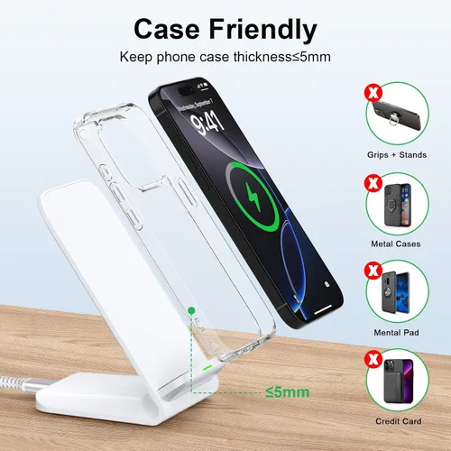 Miniatura 6 de Pixel - Soporte de carga inalámbrica para Google Pixel 10a 10 Pro XL/9 Pro XL/Fold 9a 8 Pro 8 7a 7 Pro, estación de carga inalámbrica Android de 15