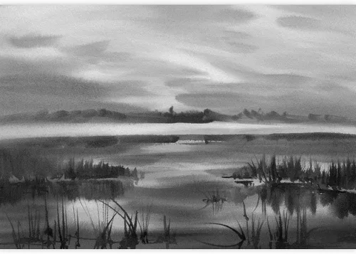 Miniatura 3 de SIGNWIN Adhesivo mural removible para pared, acuarela, pastel, tormenta, nube, lago, pantano, naturaleza, desierto, bellas artes, duotono, paisaje
