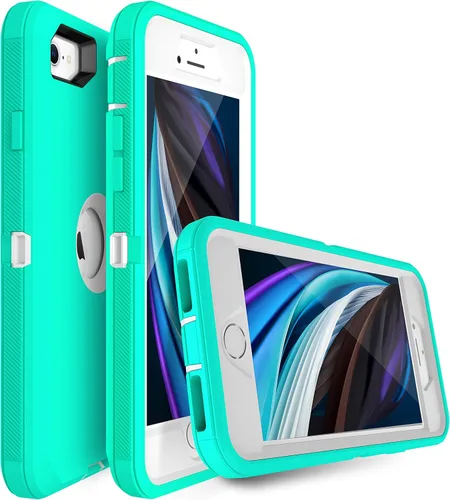 Miniatura 2 de MXX Funda diseñada para iPhone SE 2020/SE 2022, funda protectora resistente con protector de pantalla [3 capas] cubierta de protección de goma